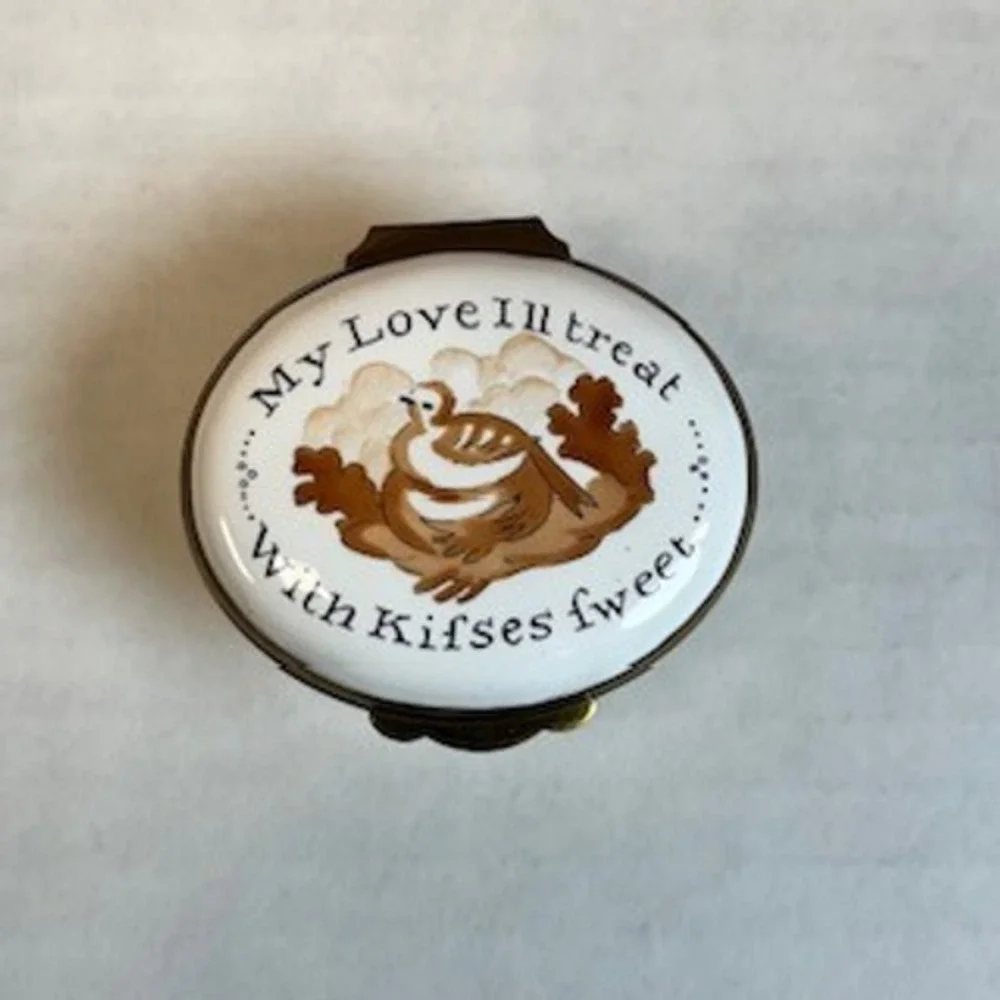 Crummles English Enamels Mourning Dove Trinket Box My Love Ill Treat With Kisses - Picture 4 of 9